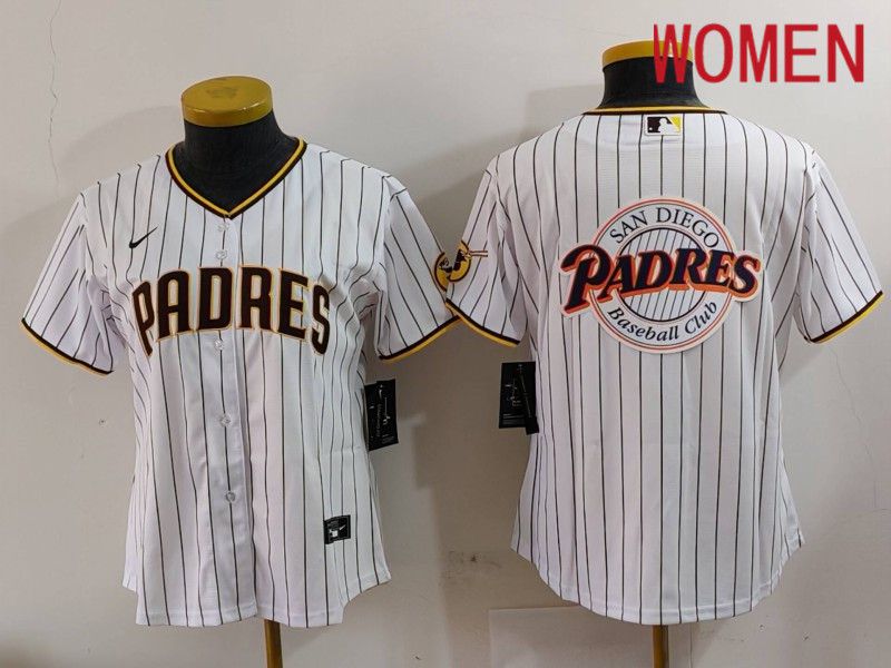 Women San Diego Padres Blank White Stripe Game 2024 Nike MLB Jersey style 5->women mlb jersey->Women Jersey